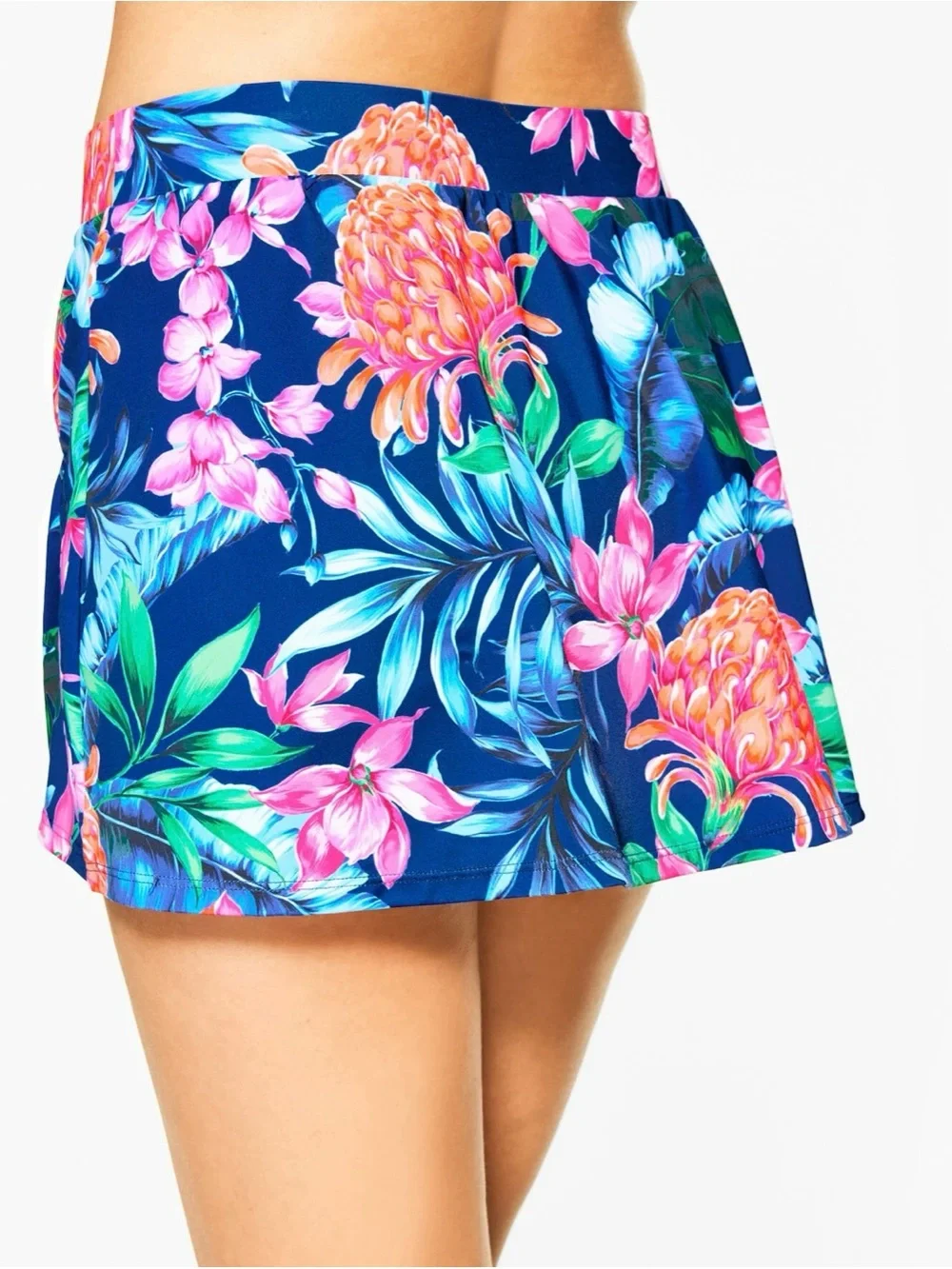 Talbots + Miraclesuit Vented Tropical Floral Beach Swim Skirt Blue Pink 20W